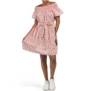 Marea Women's Off the Shoulder Louise Mini Dress Pink/Coral Size Small